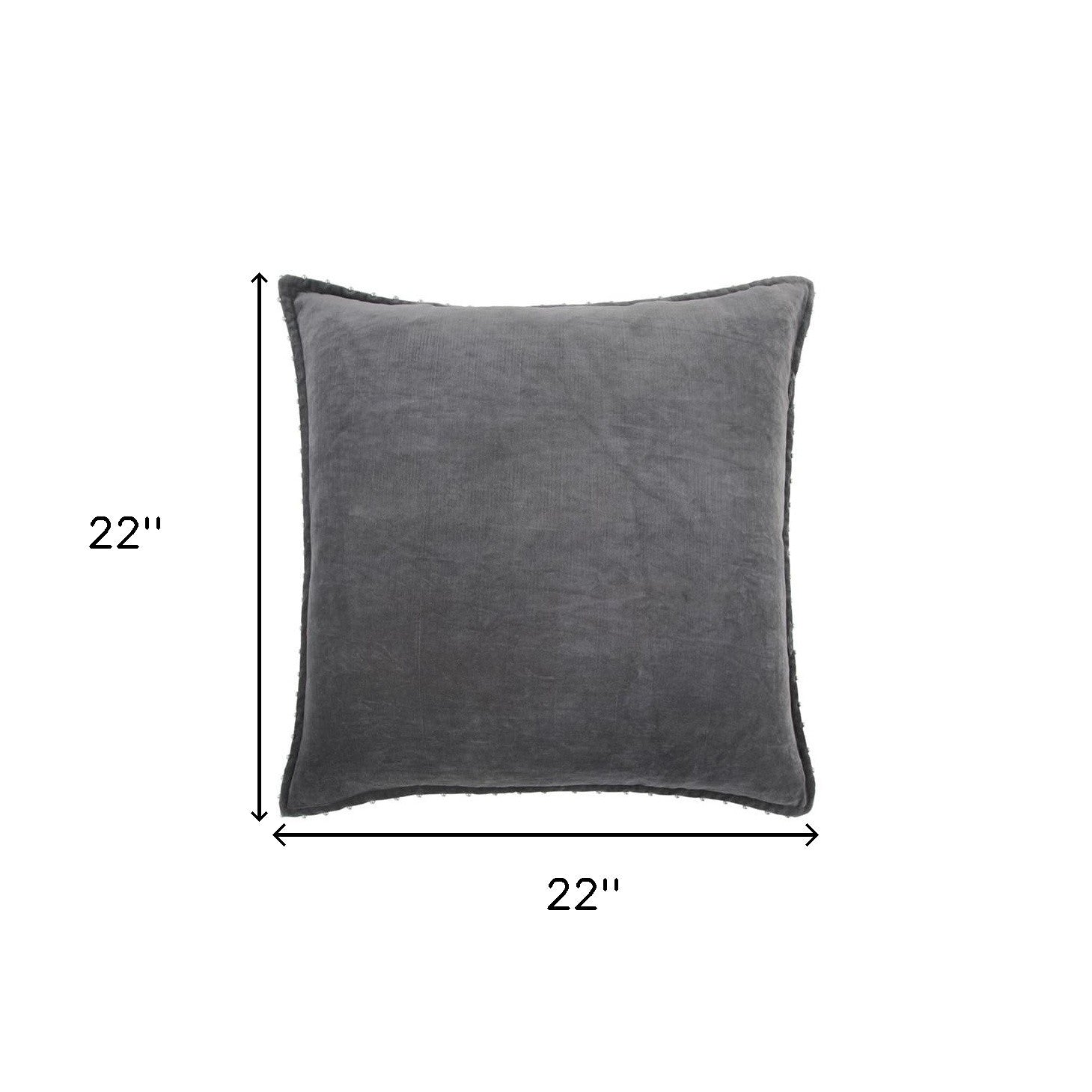 Dark Gray Solid Pearl Beaded Edge Throw Pillow