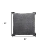 Dark Gray Solid Pearl Beaded Edge Throw Pillow - Homeroots