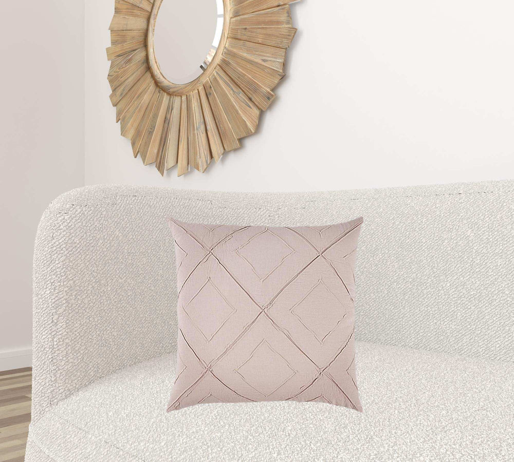 Blush Pin Tuck Diamond Pattern Throw Pillow - Homeroots - Flyclothing LLC
