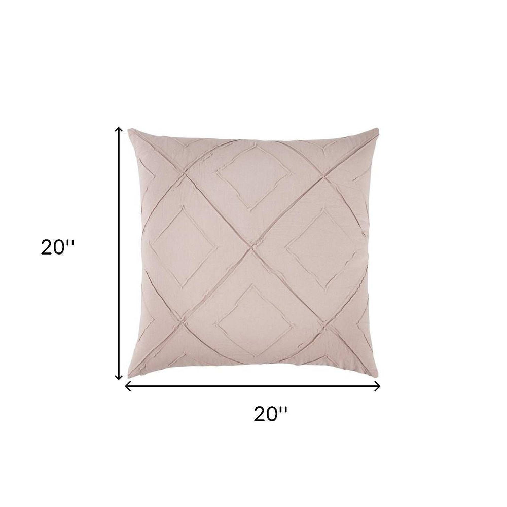 Blush Pin Tuck Diamond Pattern Throw Pillow - Homeroots - Flyclothing LLC