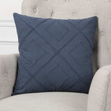 Indigo Pin Tuck Diamond Pattern Throw Pillow - Homeroots - Flyclothing LLC