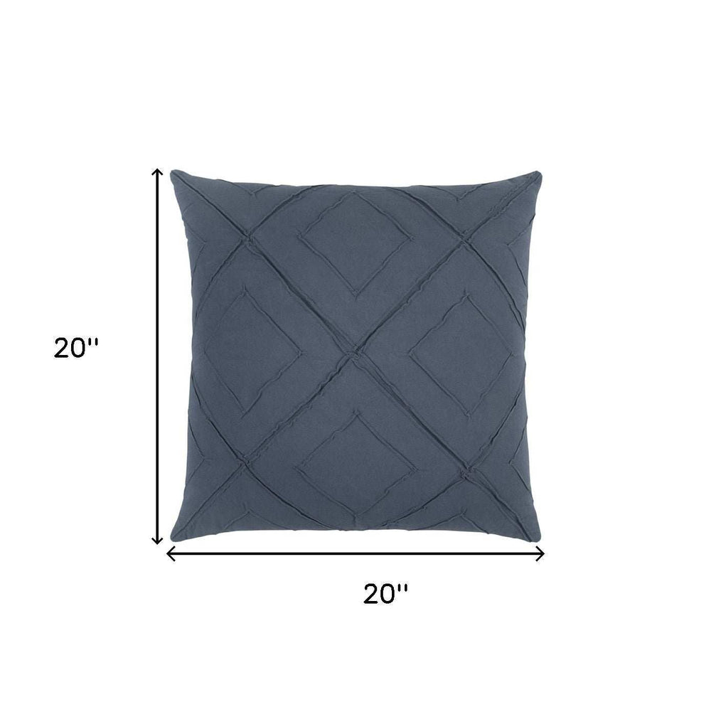 Indigo Pin Tuck Diamond Pattern Throw Pillow - Homeroots - Flyclothing LLC