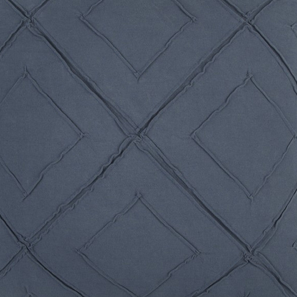 Indigo Pin Tuck Diamond Pattern Throw Pillow