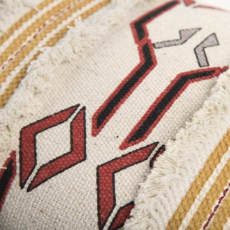 Ivory Red Southwestern Pattern Lumbar Pillow - Homeroots - Flyclothing LLC