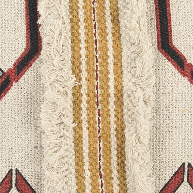 Ivory Red Southwestern Pattern Lumbar Pillow - Homeroots