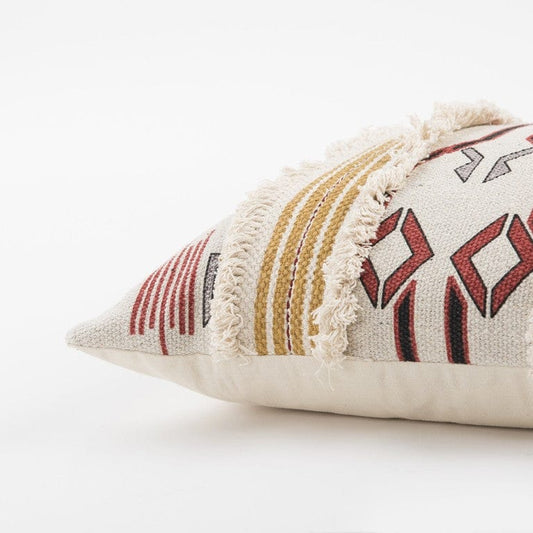 Ivory Red Southwestern Pattern Lumbar Pillow - Homeroots