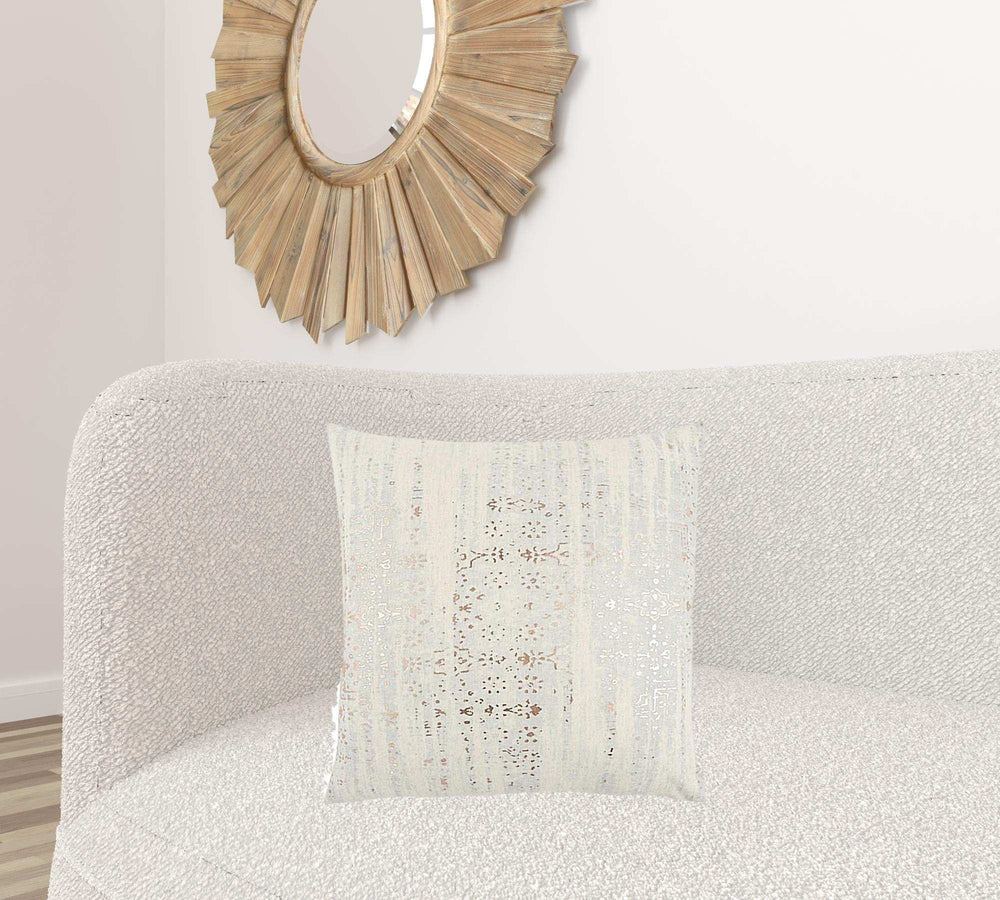 Ivory Silver Distressed Vintage Throw Pillow - Homeroots - Flyclothing LLC