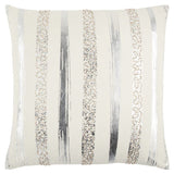Silver and Gold Glam Stripe Beaded Throw Pillow - Homeroots