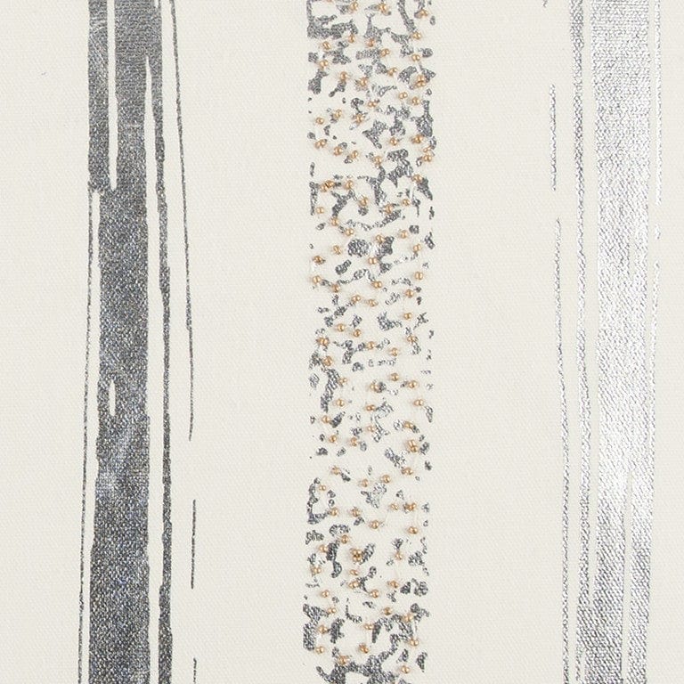 Silver and Gold Glam Stripe Beaded Throw Pillow - Homeroots