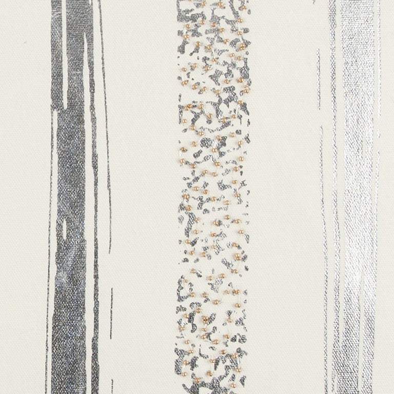 Silver and Gold Glam Stripe Beaded Throw Pillow - Homeroots - Flyclothing LLC
