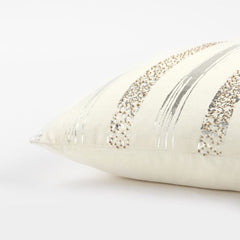 Silver and Gold Glam Stripe Beaded Throw Pillow - Homeroots