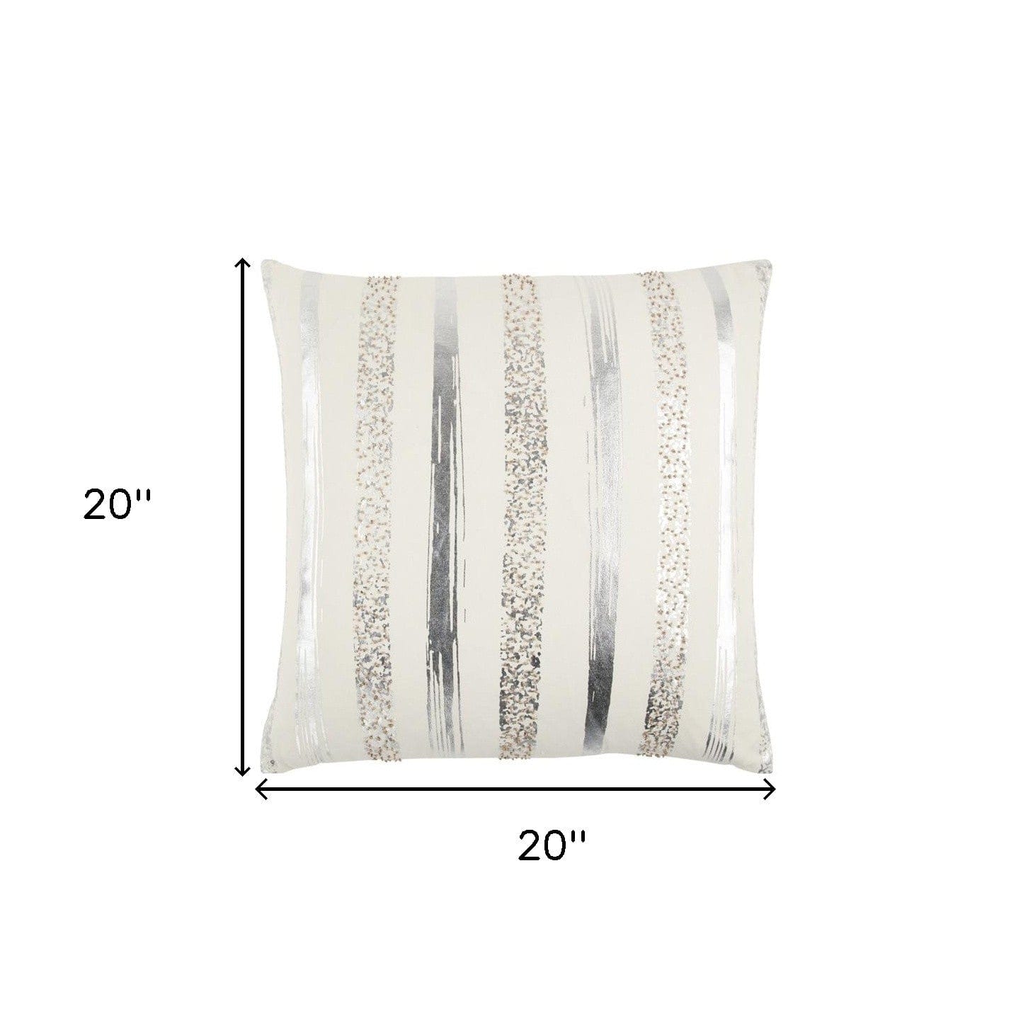 Silver and Gold Glam Stripe Beaded Throw Pillow - Homeroots