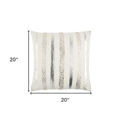 Silver and Gold Glam Stripe Beaded Throw Pillow - Homeroots