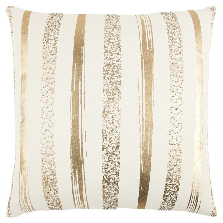 Gold Glam Stripe Beaded Throw Pillow - Homeroots