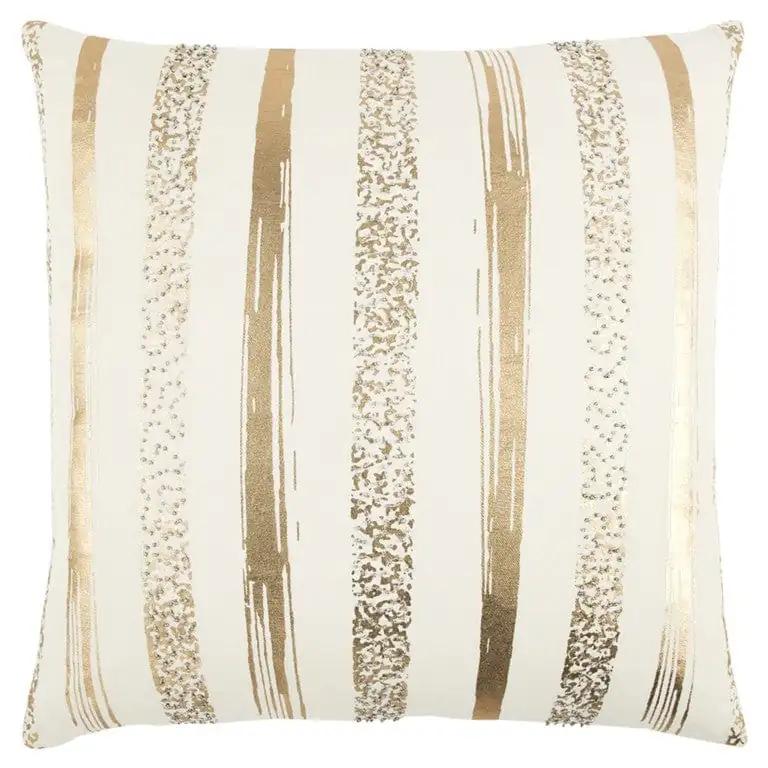 Gold Glam Stripe Beaded Throw Pillow - Homeroots