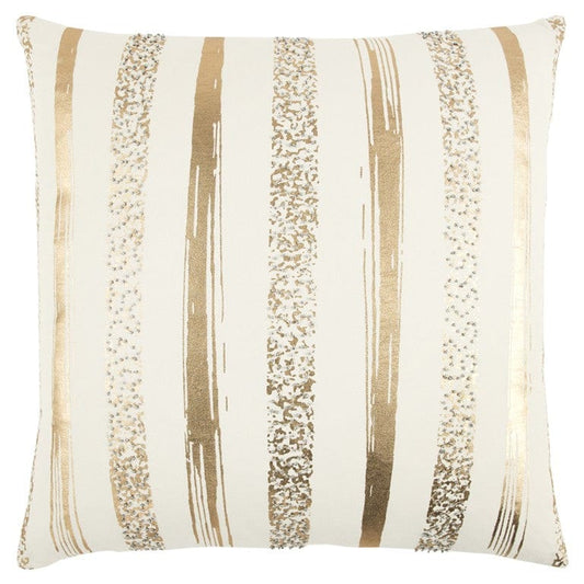 Gold Glam Stripe Beaded Throw Pillow - Homeroots