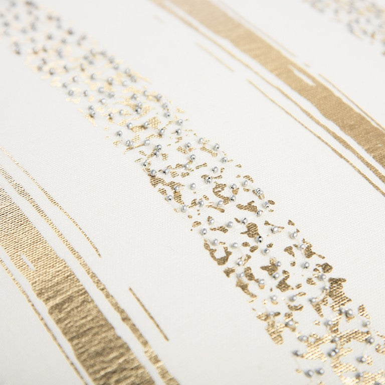 Gold Glam Stripe Beaded Throw Pillow