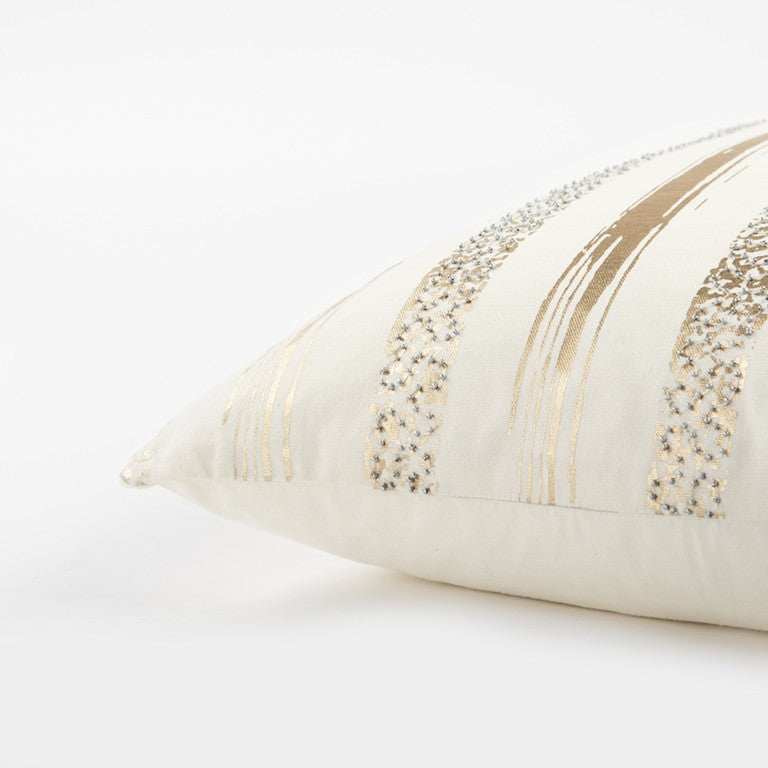 Gold Glam Stripe Beaded Throw Pillow - Homeroots - Flyclothing LLC