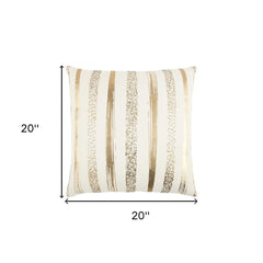 Gold Glam Stripe Beaded Throw Pillow - Homeroots