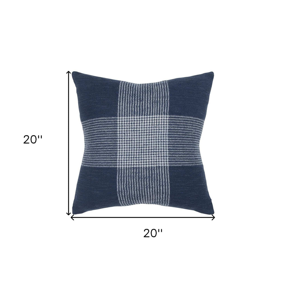 Indigo White Plaid Pattern Throw Pillow - Homeroots - Flyclothing LLC