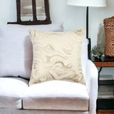20" X 20" Gold and Ivory Swirl Cotton Zippered Pillow - Homeroots