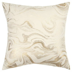 20" X 20" Gold and Ivory Swirl Cotton Zippered Pillow - Homeroots