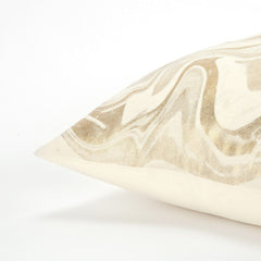 20" X 20" Gold and Ivory Swirl Cotton Zippered Pillow - Homeroots