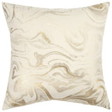 20" X 20" Gold and Ivory Swirl Cotton Zippered Pillow - Homeroots