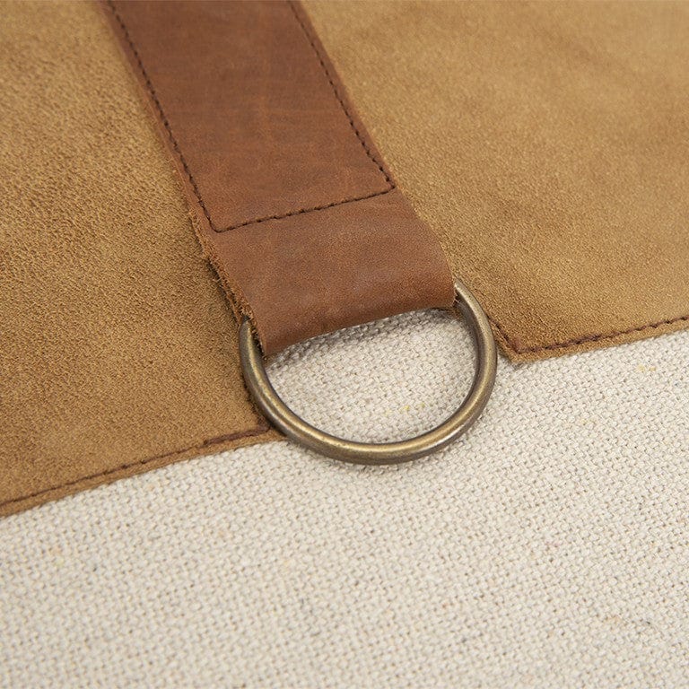 20" Natural and Brown Cotton and Leather Throw Pillow - Homeroots - Flyclothing LLC