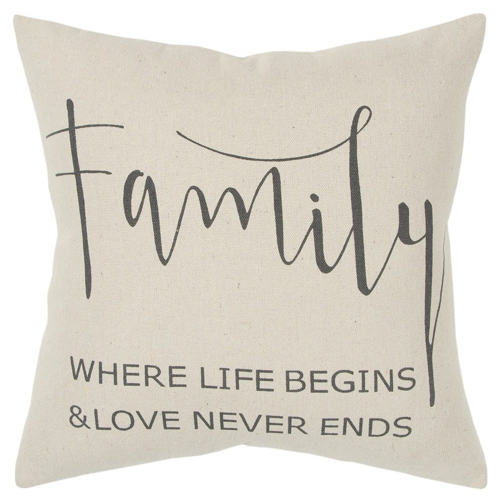 Gray Cream Canvas Family Love Throw Pillow - Homeroots