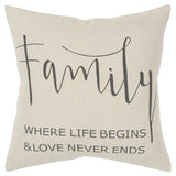 Gray Cream Canvas Family Love Throw Pillow - Homeroots