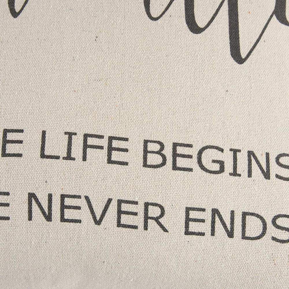 Gray Cream Canvas Family Love Throw Pillow - Homeroots - Flyclothing LLC