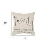 Gray Cream Canvas Family Love Throw Pillow - Homeroots - Flyclothing LLC