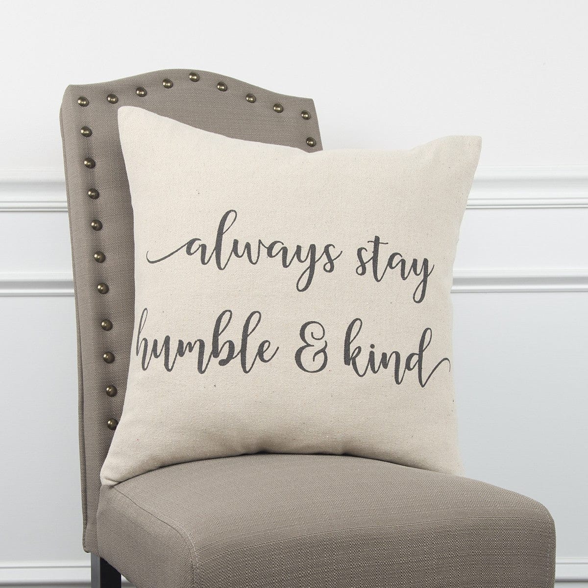 Gray Cream Humble and Kind Throw Pillow - Homeroots