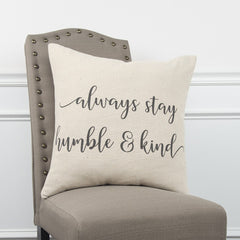 Gray Cream Humble and Kind Throw Pillow - Homeroots