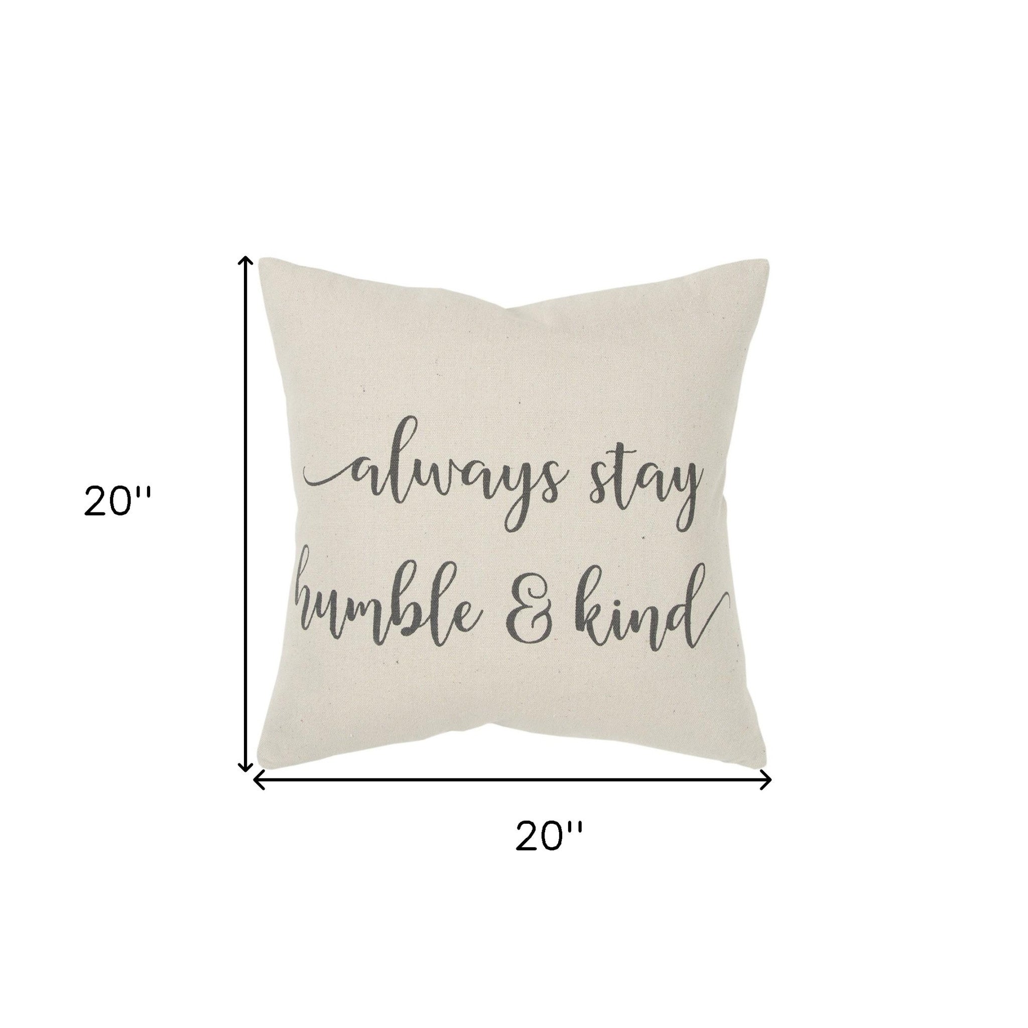 Gray Cream Humble and Kind Throw Pillow - Homeroots
