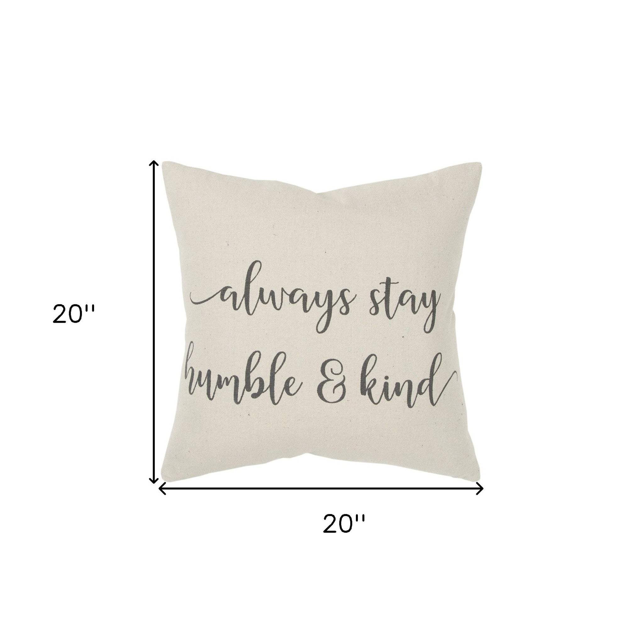 Gray Cream Humble and Kind Throw Pillow - Homeroots - Flyclothing LLC