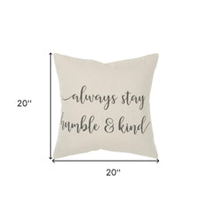 Gray Cream Humble and Kind Throw Pillow - Homeroots