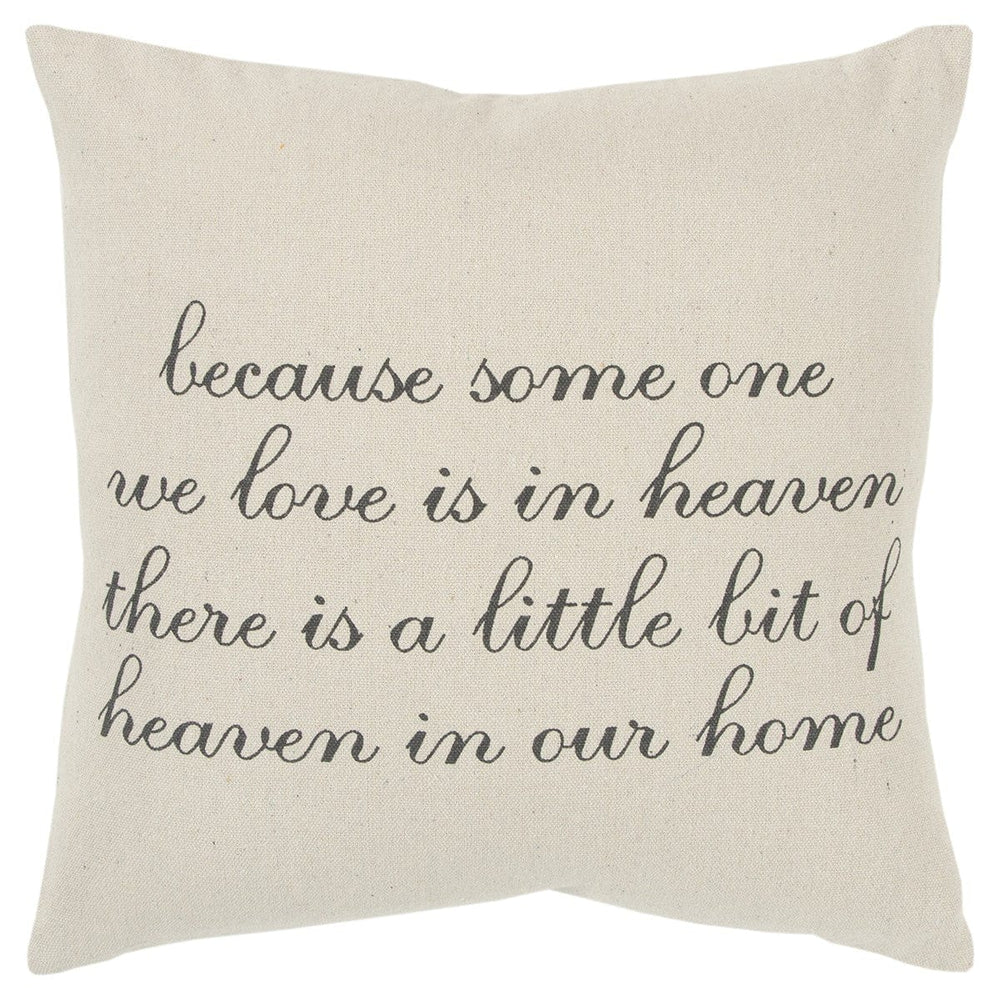 20" Natural and Gray Heaven In Our Home Cotton Throw Pillow - Homeroots - Flyclothing LLC