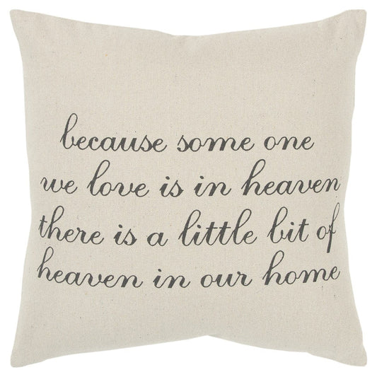 20" Natural and Gray Heaven In Our Home Cotton Throw Pillow - Homeroots