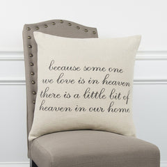 20" Natural and Gray Heaven In Our Home Cotton Throw Pillow - Homeroots