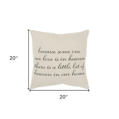20" Natural and Gray Heaven In Our Home Cotton Throw Pillow