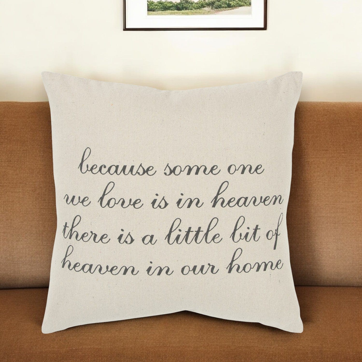 20" Natural and Gray Heaven In Our Home Cotton Throw Pillow - Homeroots
