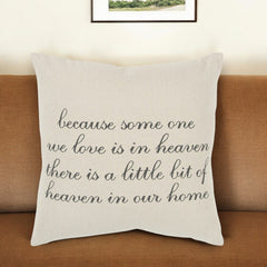 20" Natural and Gray Heaven In Our Home Cotton Throw Pillow - Homeroots