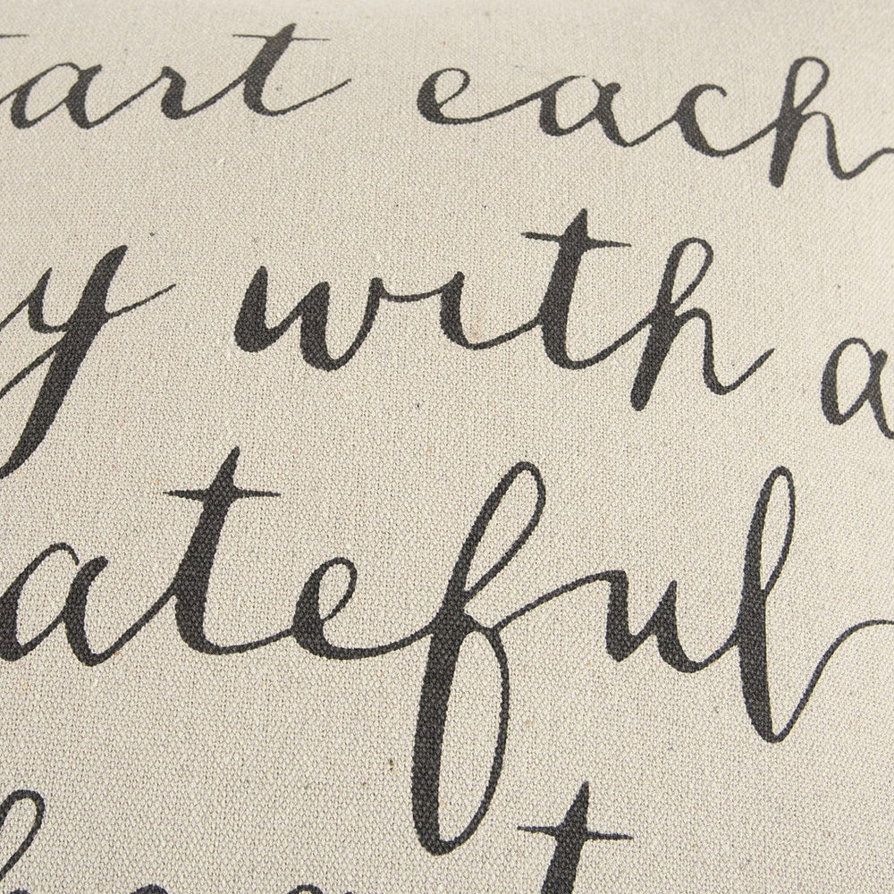 20" Natural and Gray Grateful Heart Cotton Throw Pillow - Homeroots - Flyclothing LLC