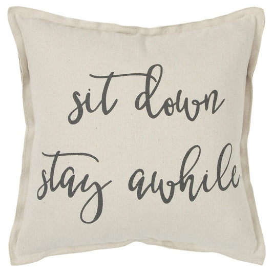 Gray Cream Stay Awhile Decorative Throw Pillow - Homeroots