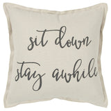 Gray Cream Stay Awhile Decorative Throw Pillow - Homeroots