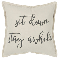 Gray Cream Stay Awhile Decorative Throw Pillow - Homeroots