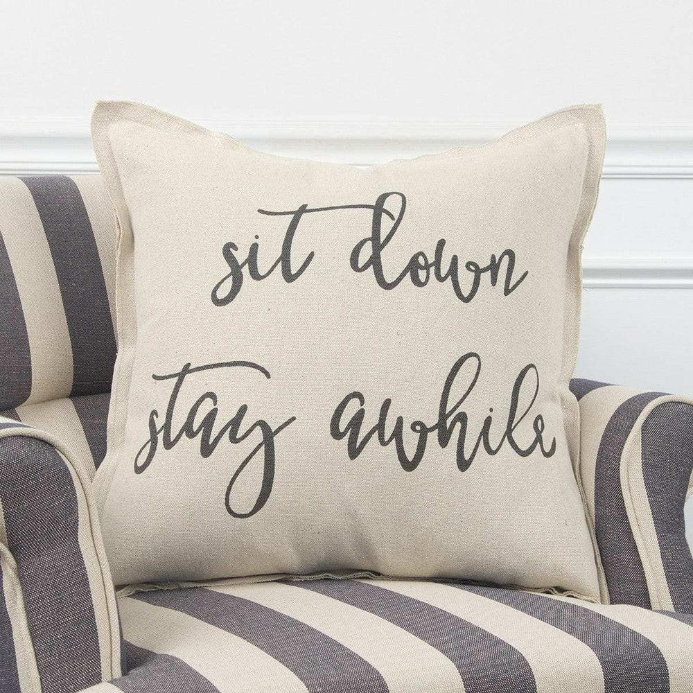 Gray Cream Stay Awhile Decorative Throw Pillow - Homeroots - Flyclothing LLC