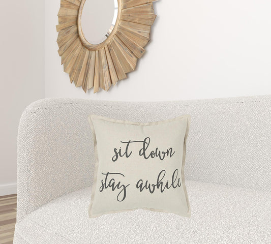 Gray Cream Stay Awhile Decorative Throw Pillow - Homeroots